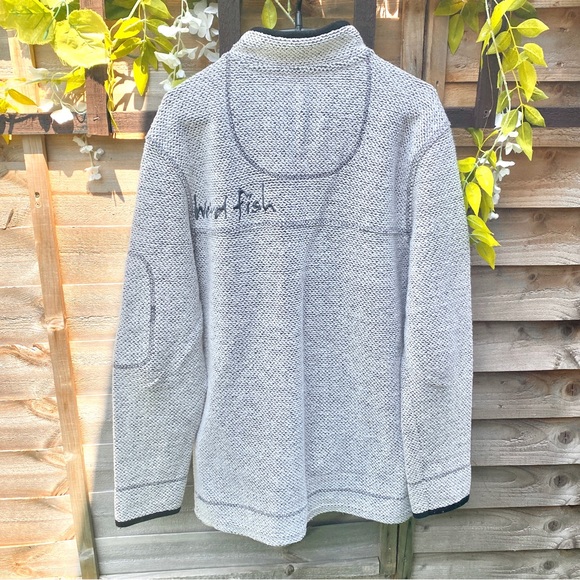 Vintage weird fish Y2K white 1/4 zip heavy jumper large - Picture 2 of 3